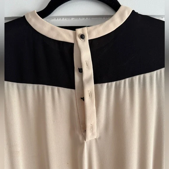 Zara Cream Black Pleated Long Sleeve Contrast Dress Size M (Runs Small) - Picture 6 of 13